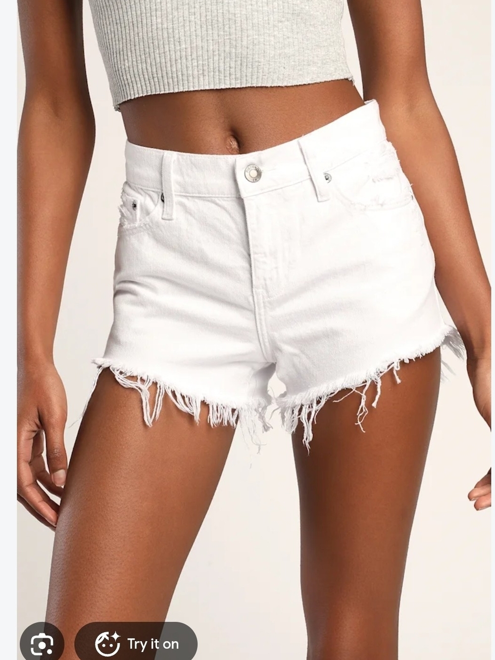 pistola White High-Rise Frayed Hem Denim Cutoff Shorts
